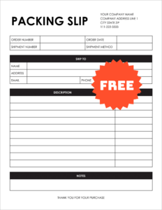Free Editable Packing Slip Template