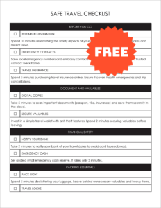 Free Editable Safe Travel Checklist Template