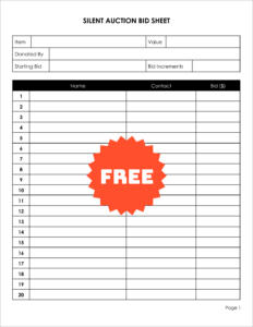 Free Editable Silent Auction Template