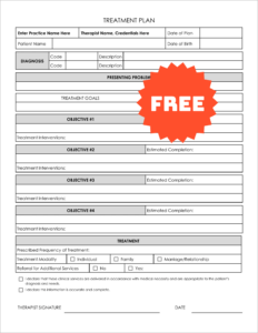 Free Editable Treatment Plan Template for Therapists