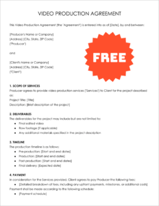 Free Editable Video Production Agreement Template