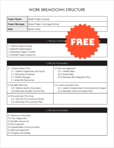 Free Editable Work Breakdown Structure Template
