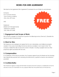 Free Editable Work for Hire Agreement Template