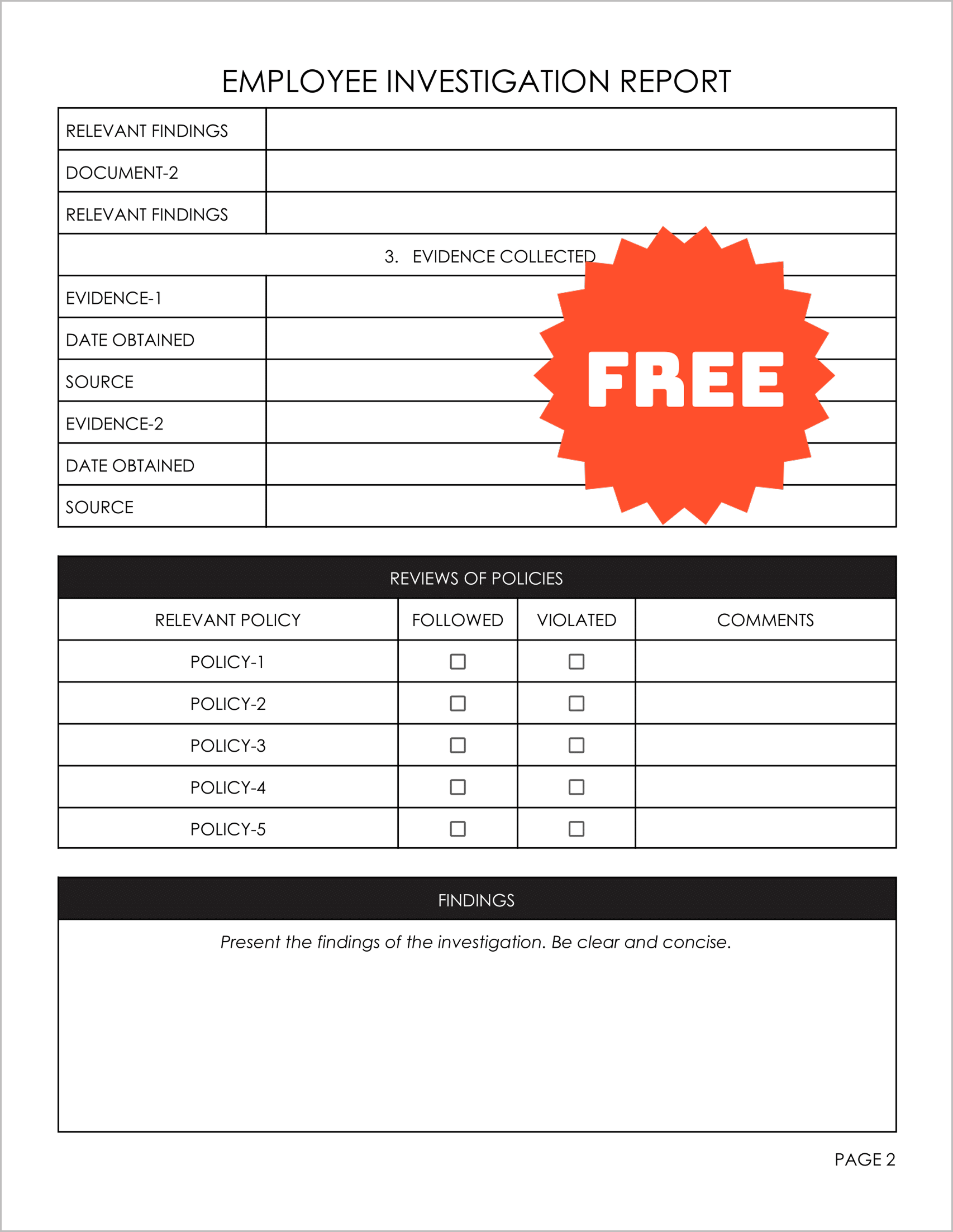 Free Employee Investigation Report Template