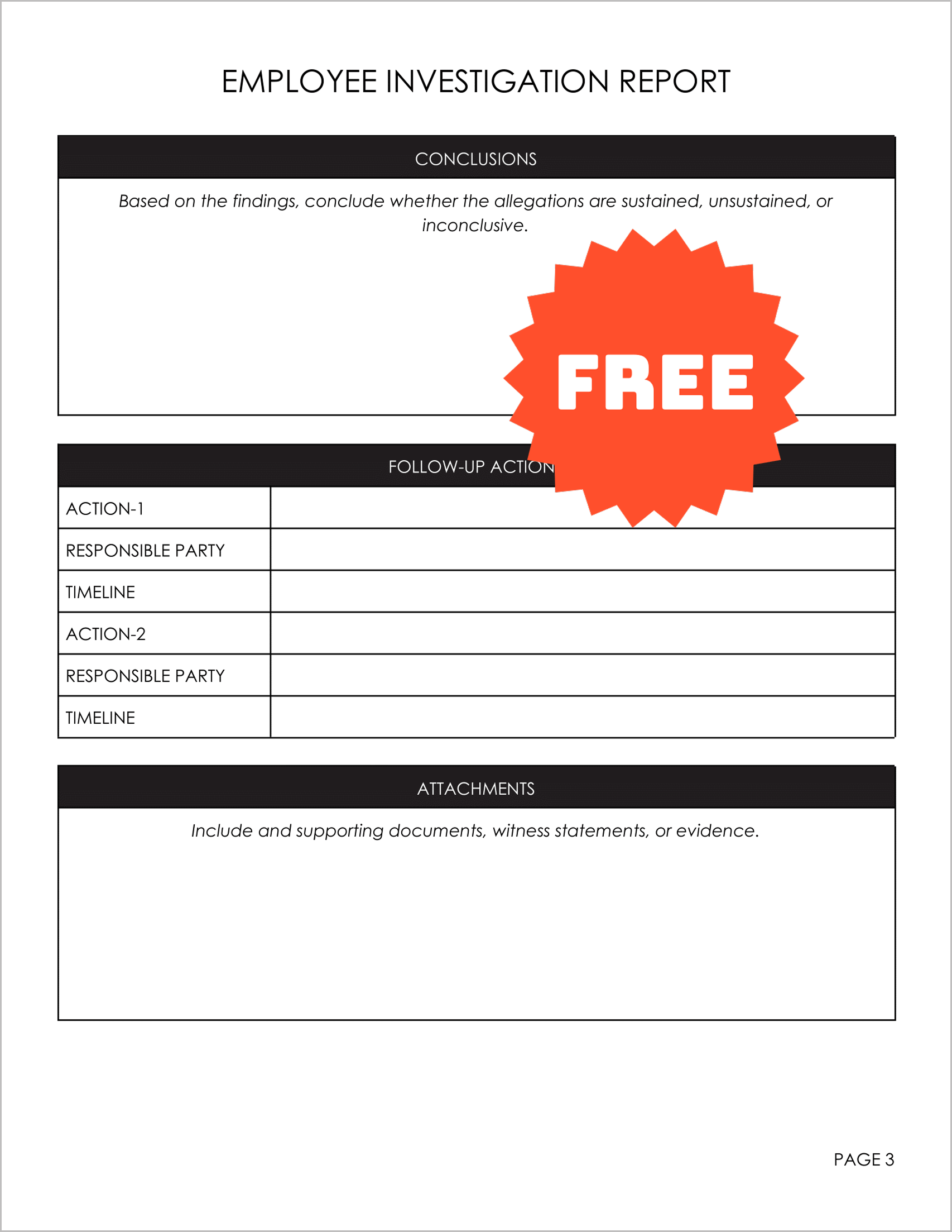 Free Employee Investigation Report Template