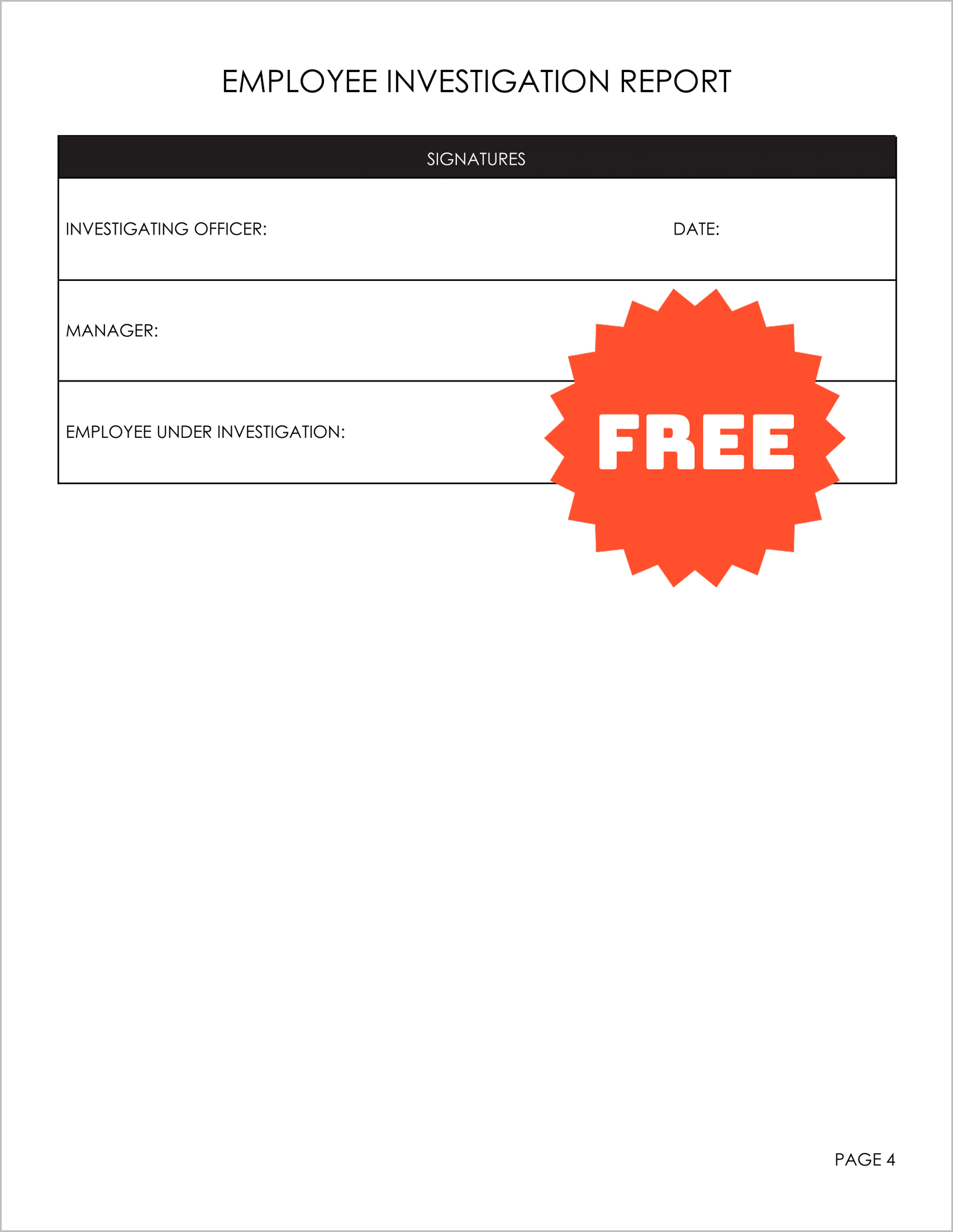 Free Employee Investigation Report Template