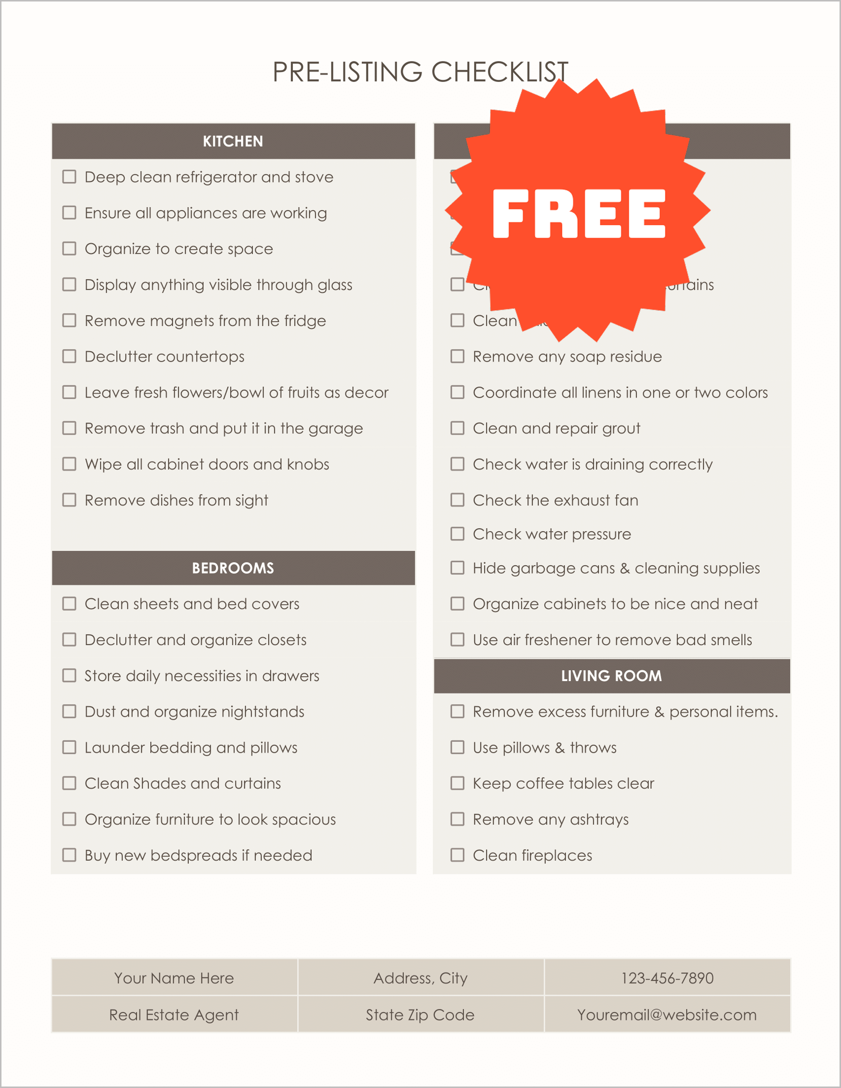 Free Pre-Listing Checklist Template for Realtors & Home Sellers