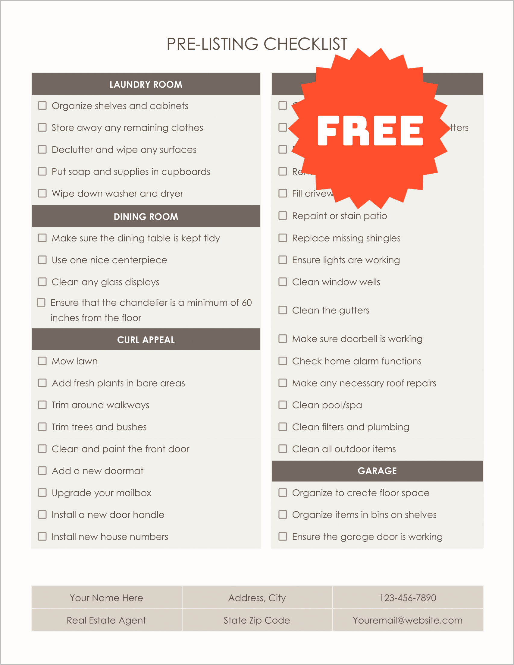 Free Pre-Listing Checklist Template for Realtors & Home Sellers