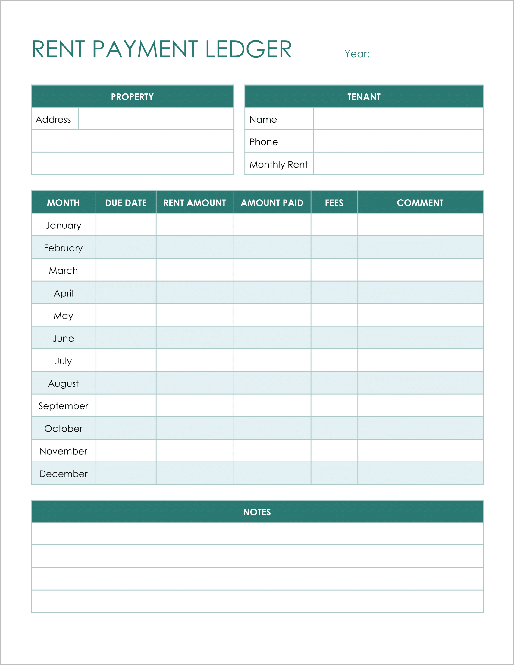 Free Printable Rental Ledger Templates 