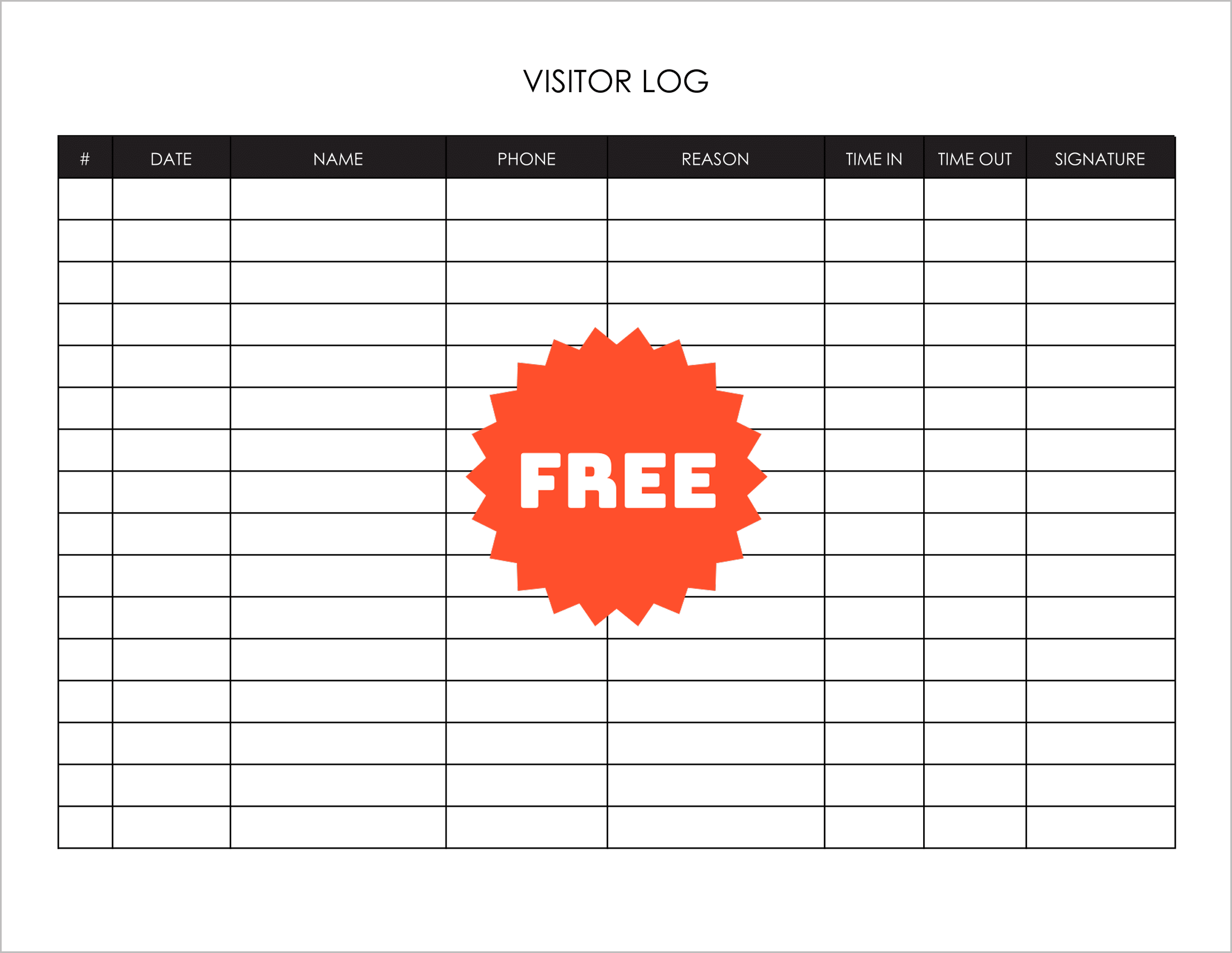 Free Visitor Log Template