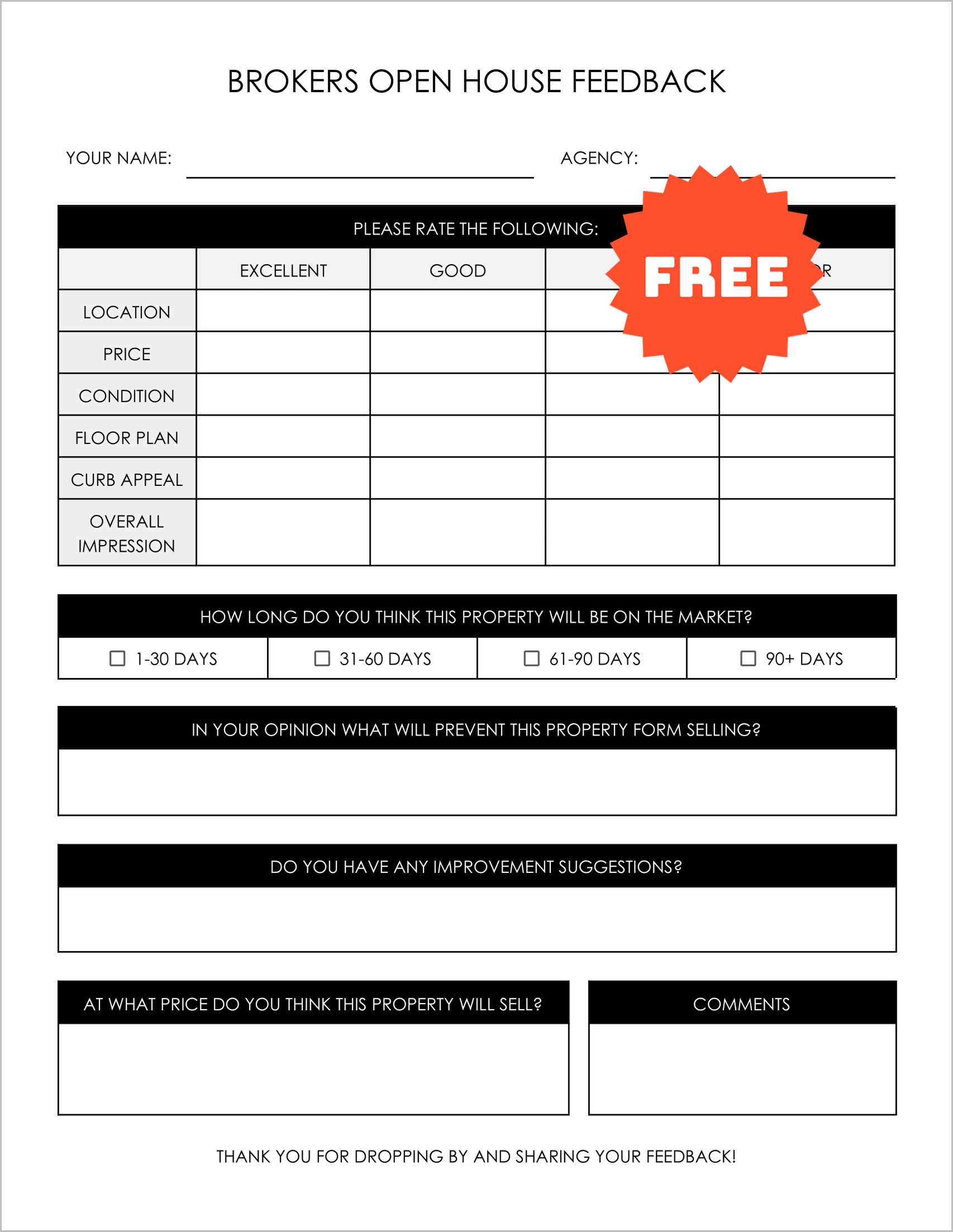 7 Broker Open House Feedback Forms (100% FREE) 7 Broker Open House Feedback Forms (100% FREE)