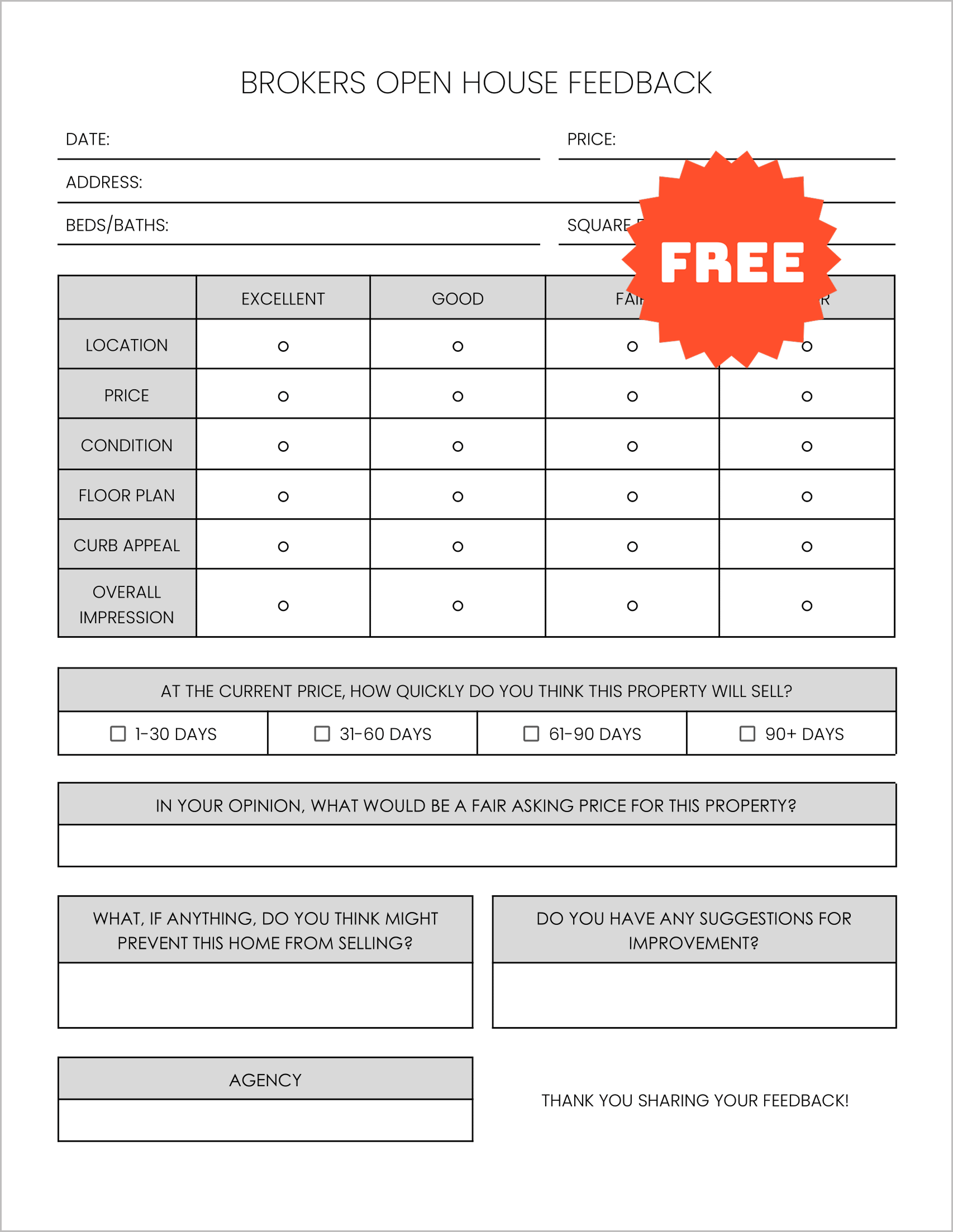 7 Broker Open House Feedback Forms (100% FREE) 7 Broker Open House Feedback Forms (100% FREE)