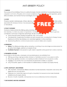 Free Editable Anti-Bribery Policy Template