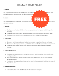Free Editable Company Driver Policy Template 