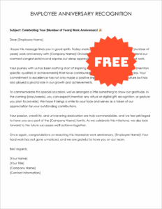 Free Editable Employee Anniversary Recognition Template