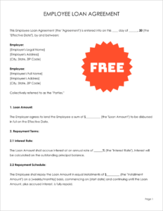 Free Editable Employee Loan Agreement Template