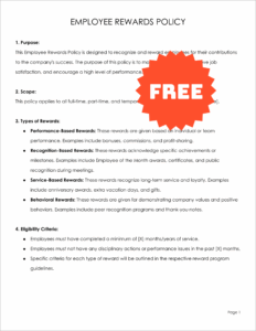 Free Editable Employee Rewards Policy Template 