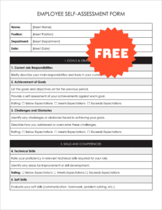 Free Editable Employee Self-Assessment Form Template