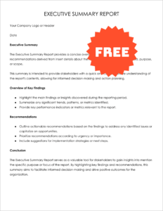 Free Editable Executive Summary Report Template