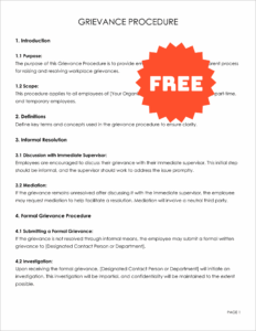 Free Editable Grievance Procedure Template