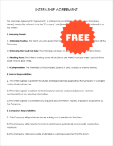Free Editable Internship Agreement Template