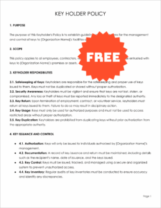 Free Editable Key Holder Policy Template