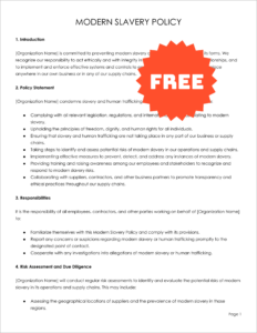 Free Editable Modern Slavery Policy Template