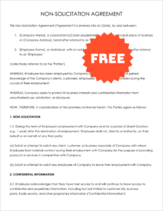 Free Editable Non-Solicitation Agreement Template