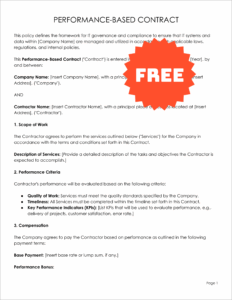 Free Editable Performance-Based Contract Template