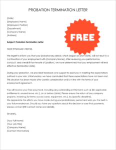 Free Editable Probation Termination Letter Template
