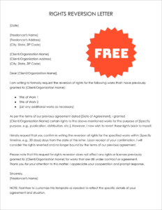 Free Editable Rights Reversion Letter Template