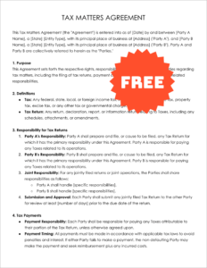 Free Editable Tax Matters Agreement Template