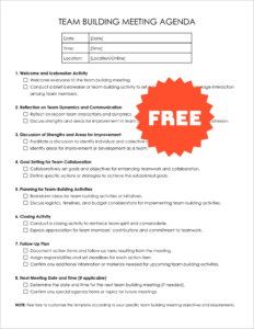 Free Editable Team Building Meeting Agenda Template