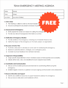 Free Editable Team Emergency Meeting Agenda Template
