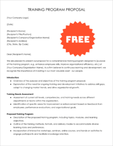 Free Editable Training Program Proposal Template