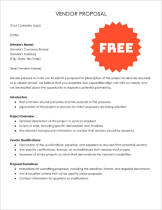 Free Editable Vendor Proposal Template