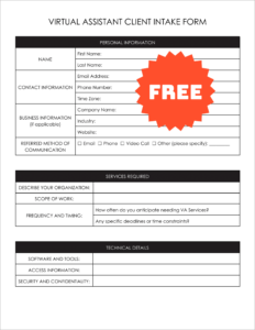 Free Editable Virtual Assistant Client Intake Form Template