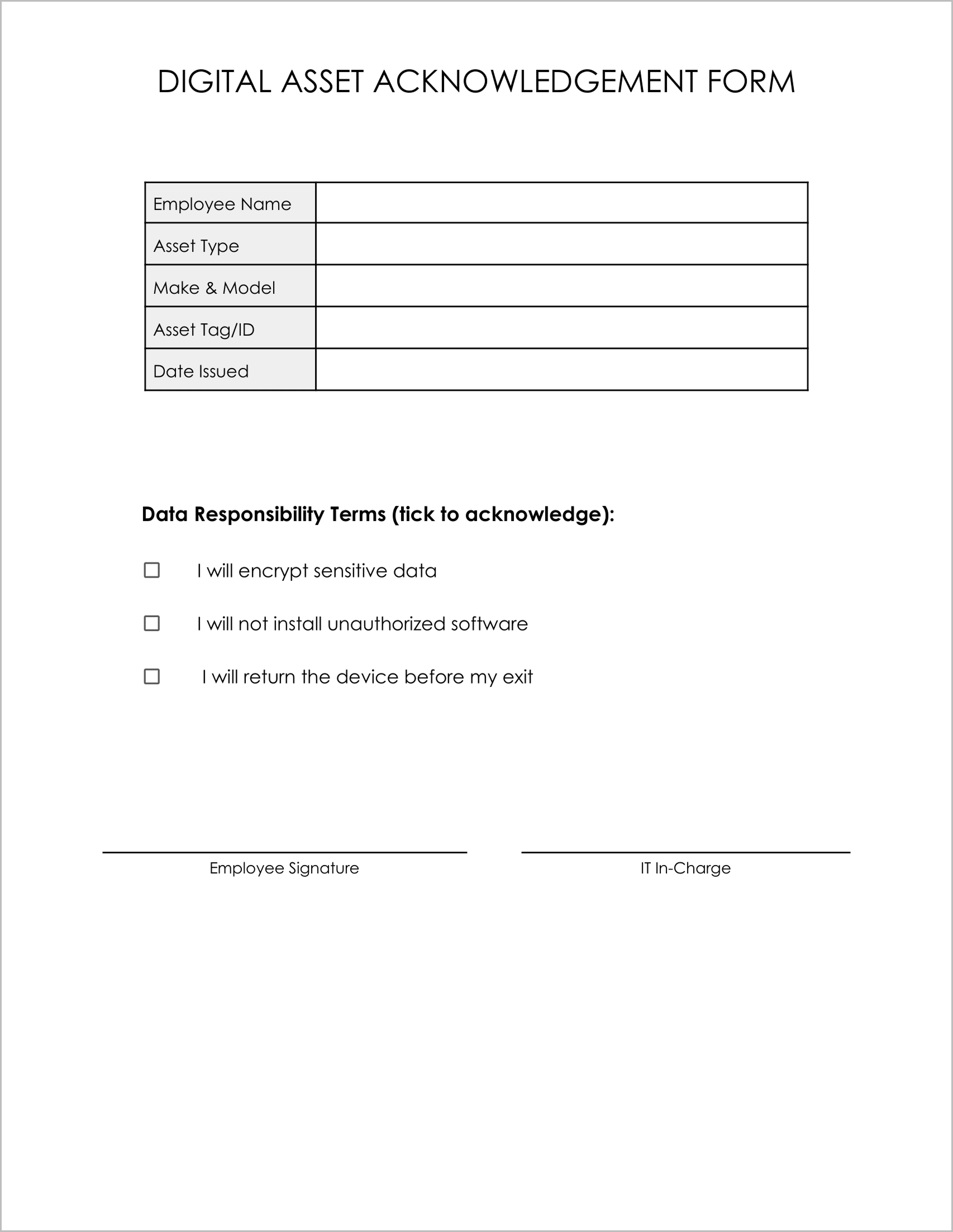 11 Free Acknowledgement Receipt of Equipment Form Templates 11 Free Acknowledgement Receipt of Equipment Form Templates