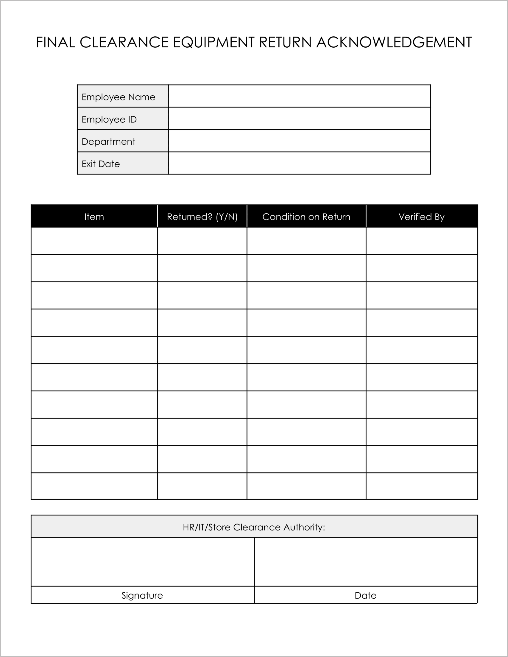 11 Free Acknowledgement Receipt of Equipment Form Templates 11 Free Acknowledgement Receipt of Equipment Form Templates