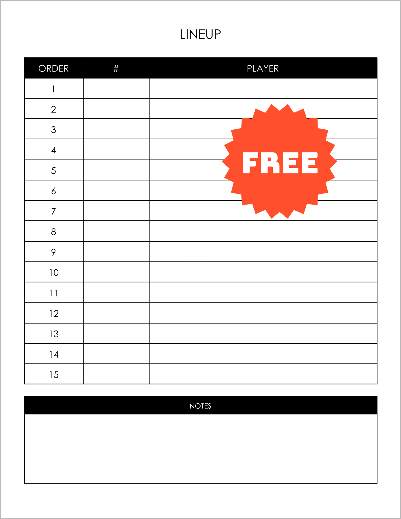 5 High-Quality Baseball Lineup Templates 5 High-Quality Baseball Lineup Templates