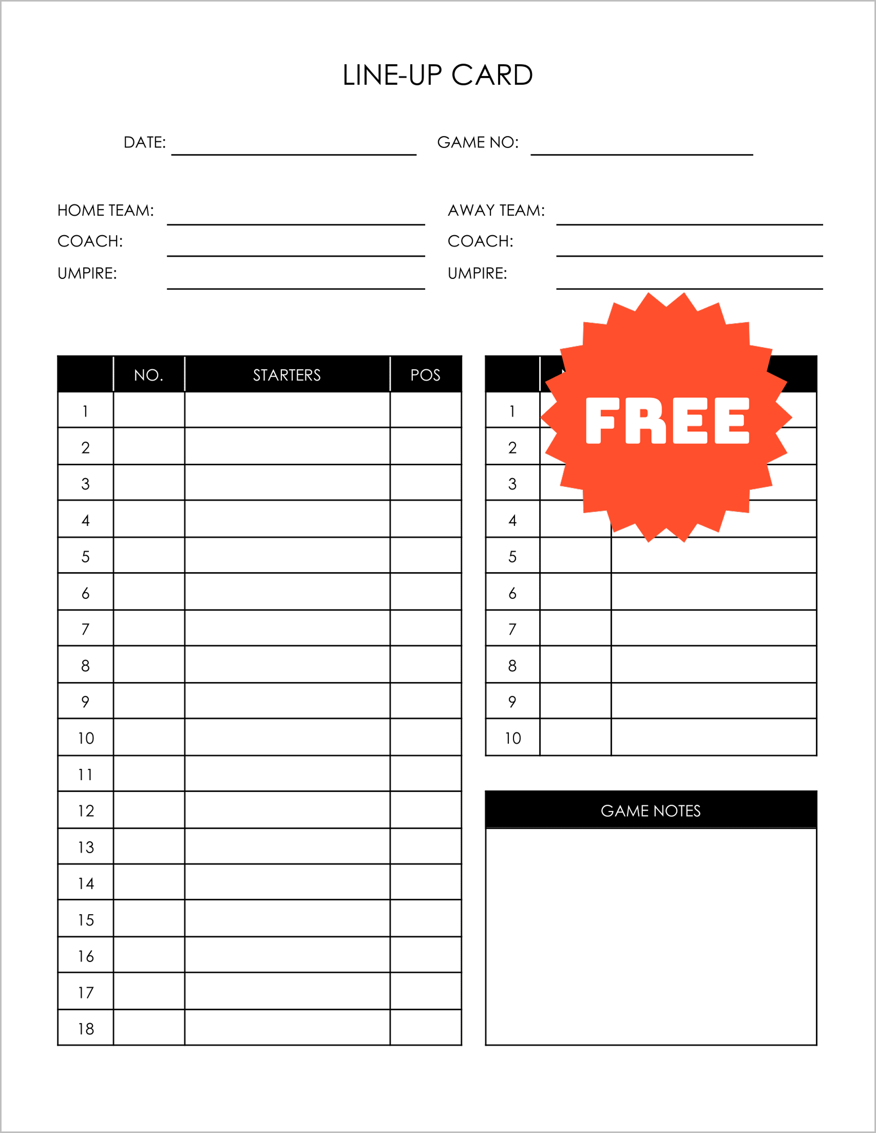 5 High-Quality Baseball Lineup Templates 5 High-Quality Baseball Lineup Templates
