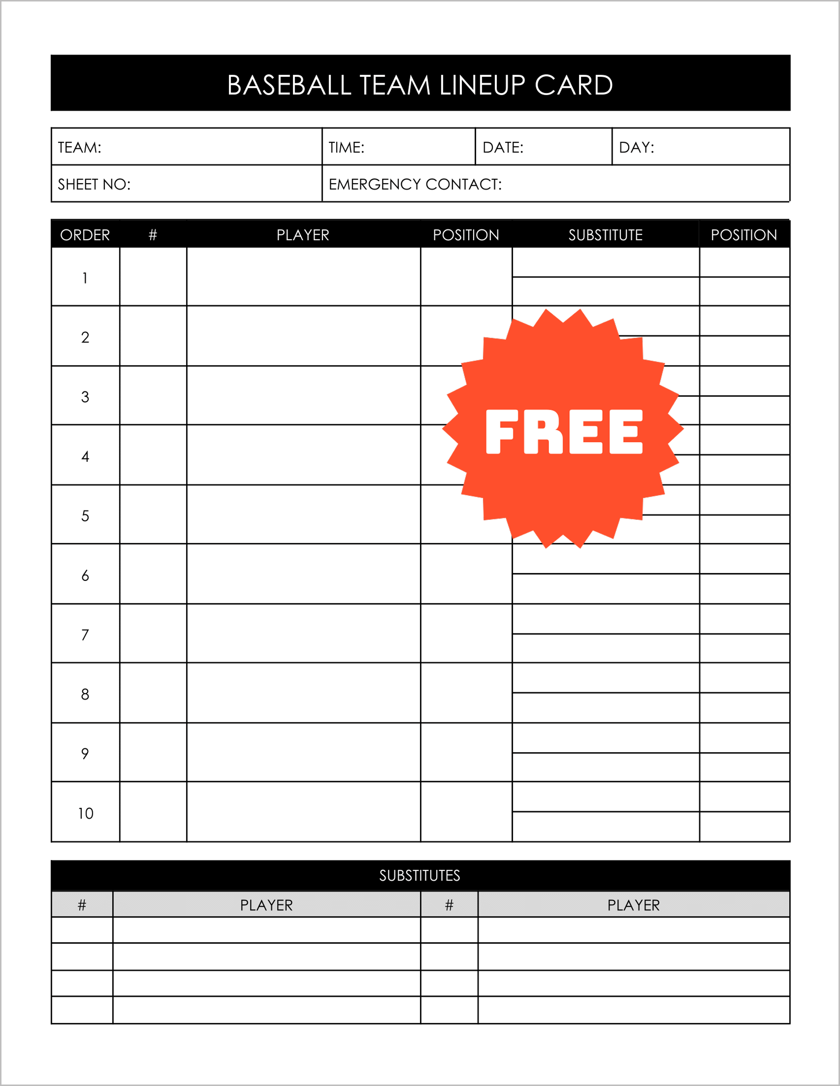 5 High-Quality Baseball Lineup Templates 5 High-Quality Baseball Lineup Templates