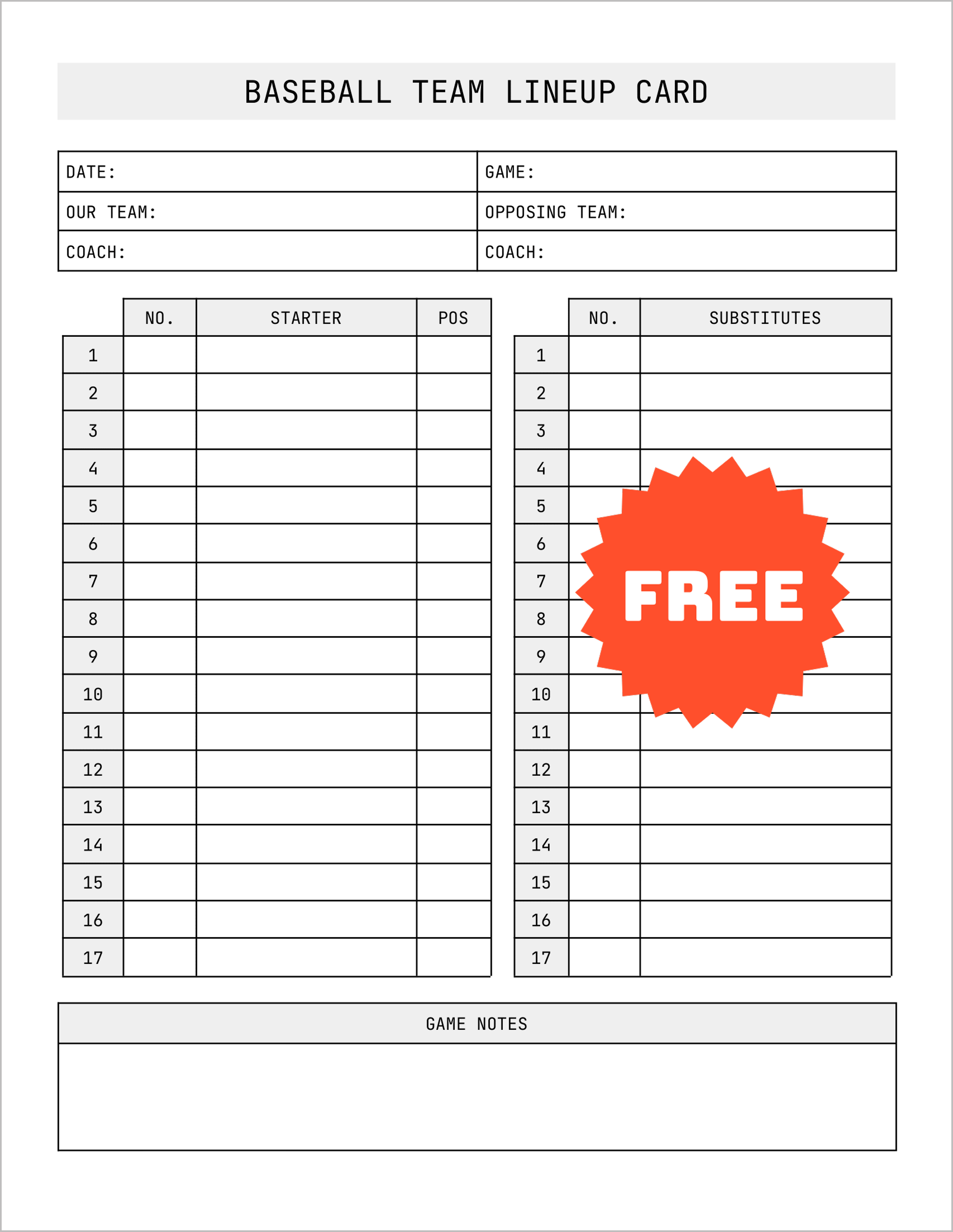 5 High-Quality Baseball Lineup Templates 5 High-Quality Baseball Lineup Templates
