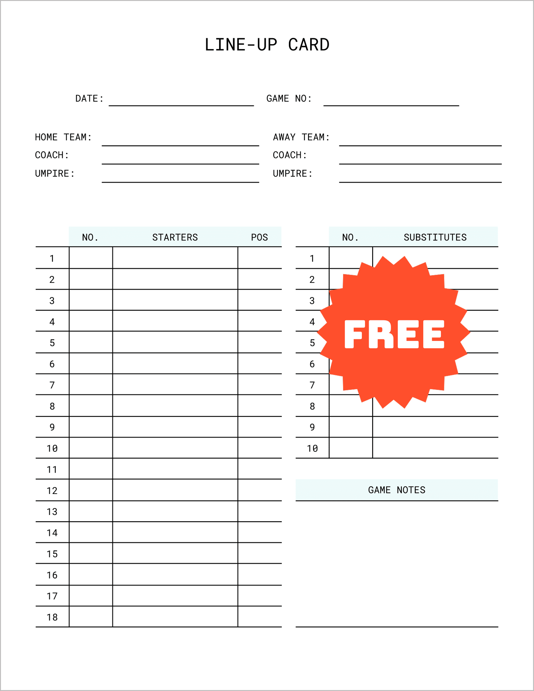 5 High-Quality Baseball Lineup Templates 5 High-Quality Baseball Lineup Templates