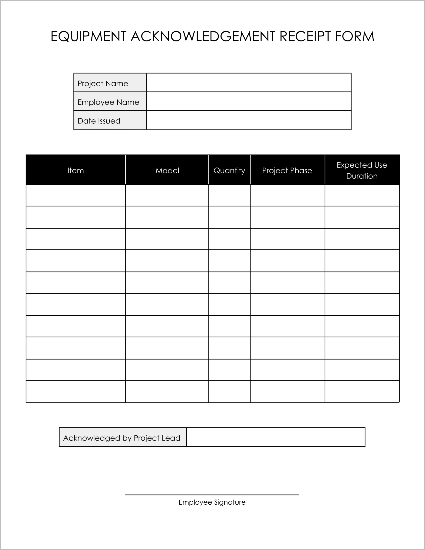 11 Free Acknowledgement Receipt of Equipment Form Templates 11 Free Acknowledgement Receipt of Equipment Form Templates