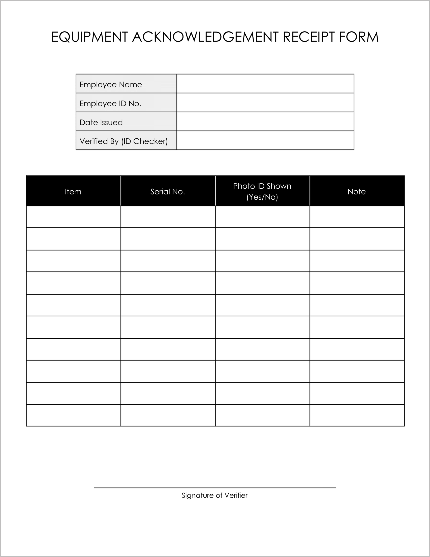 11 Free Acknowledgement Receipt of Equipment Form Templates 11 Free Acknowledgement Receipt of Equipment Form Templates