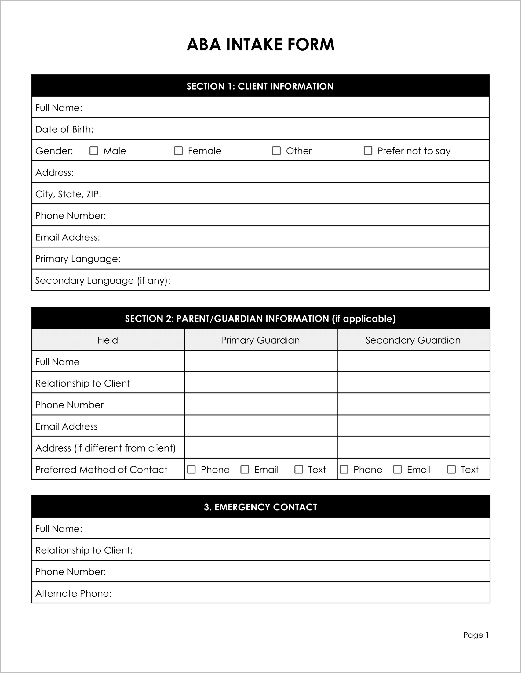 11 Must have Free ABA Intake Forms 11 Must have Free ABA Intake Forms