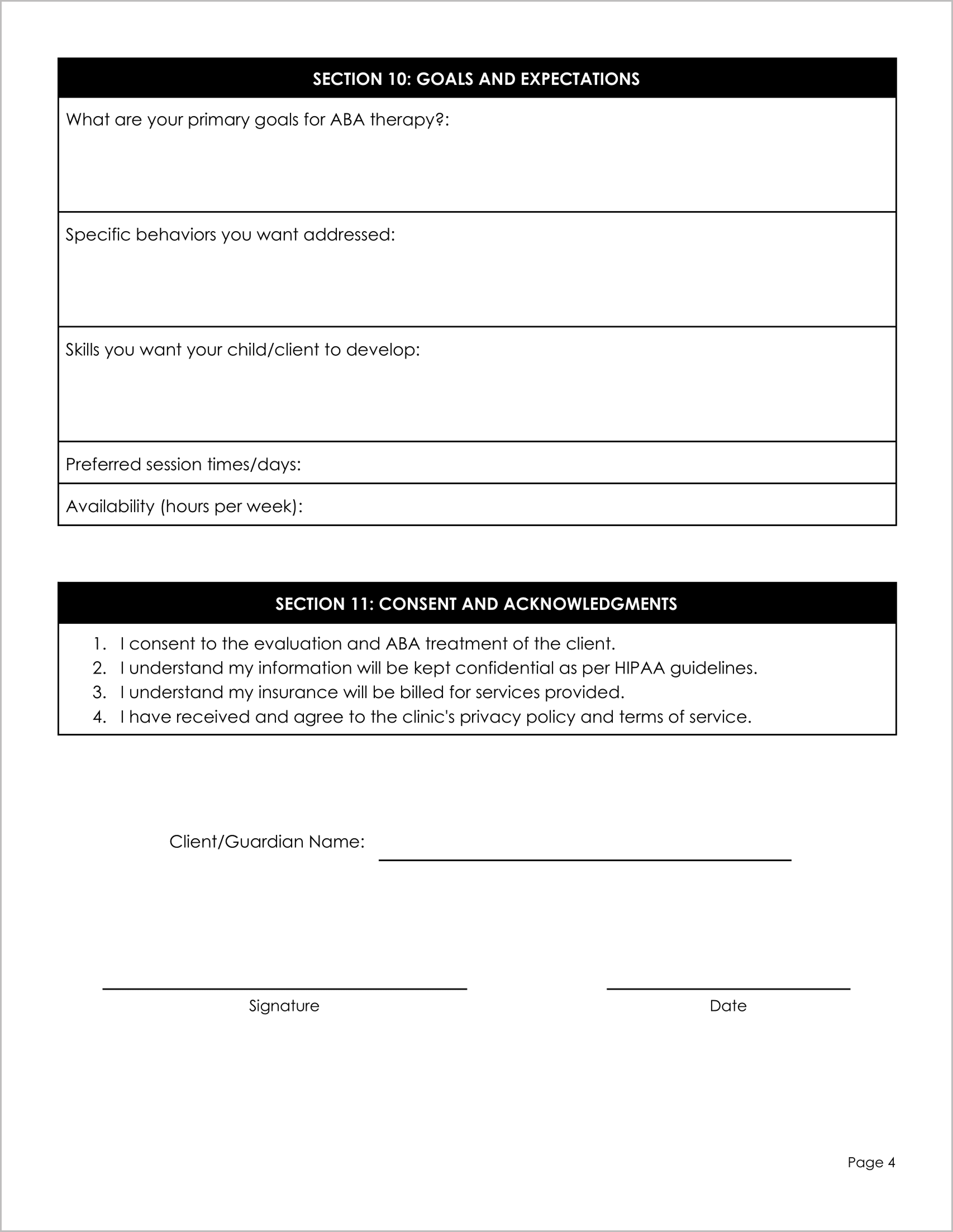 11 Must have Free ABA Intake Forms 11 Must have Free ABA Intake Forms