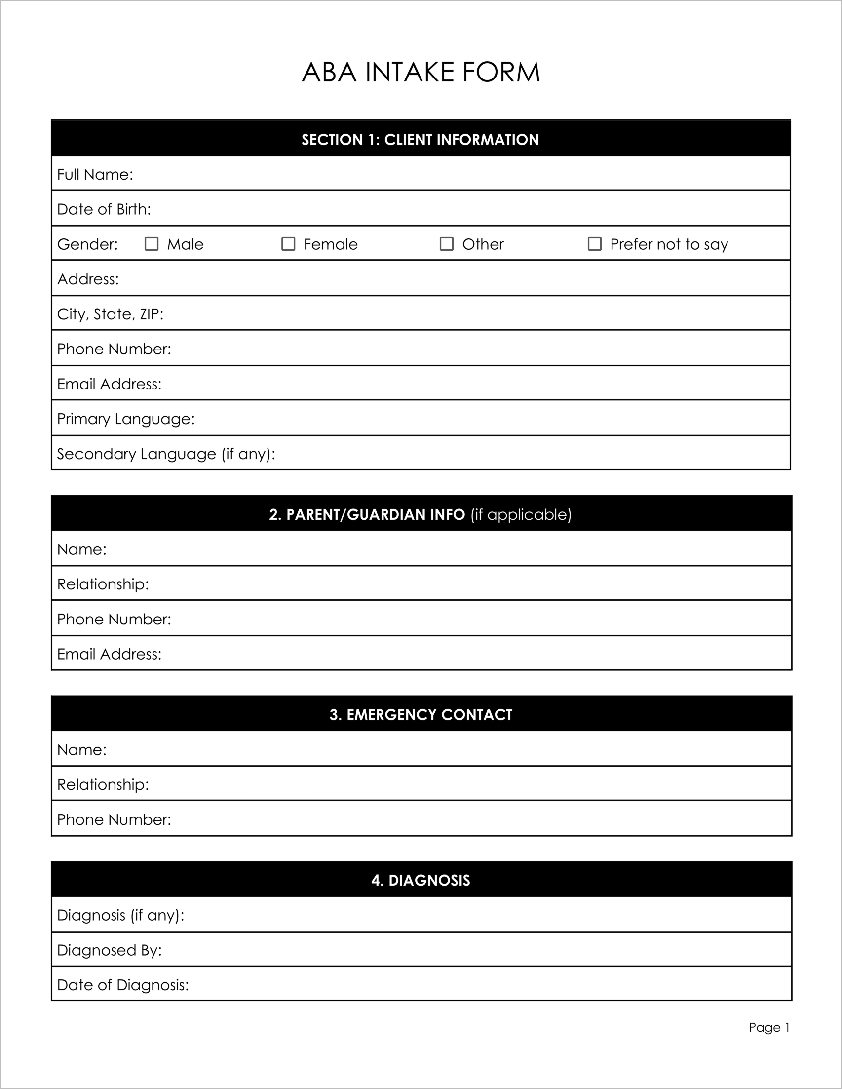 11 Must have Free ABA Intake Forms 11 Must have Free ABA Intake Forms
