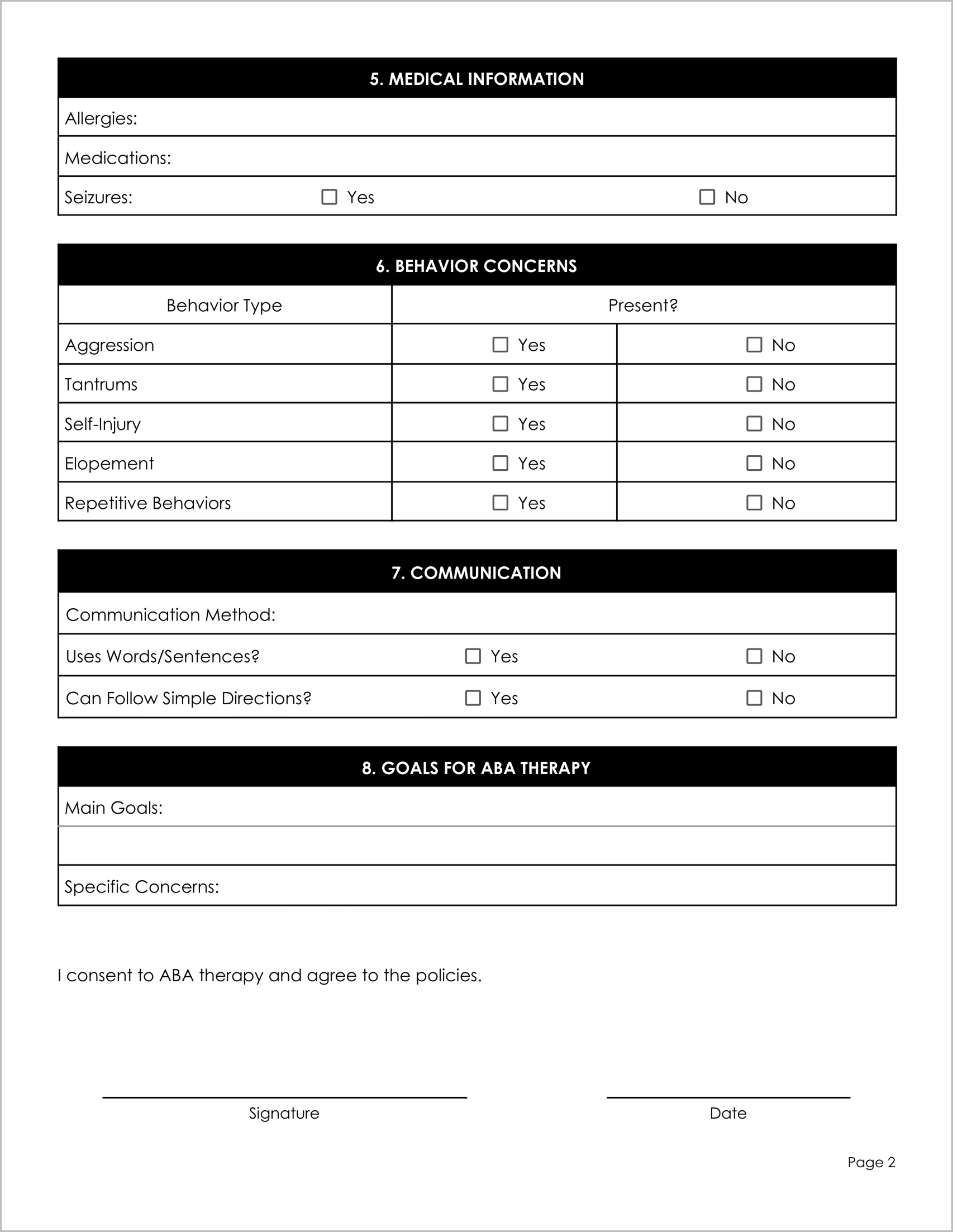 11 Must have Free ABA Intake Forms 11 Must have Free ABA Intake Forms